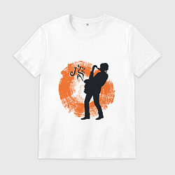 Футболка хлопковая мужская Jazz Fan, цвет: белый