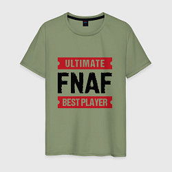 Футболка хлопковая мужская FNAF: таблички Ultimate и Best Player, цвет: авокадо