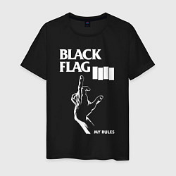 Футболка хлопковая мужская BLACK FLAG РУКА, цвет: черный