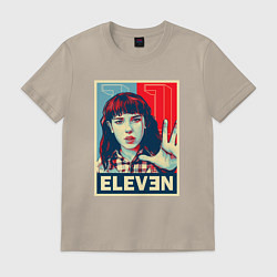 Футболка хлопковая мужская Stranger Things Eleven, цвет: миндальный