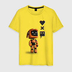 Футболка хлопковая мужская Оранжевый робот с логотипом LDR, цвет: желтый
