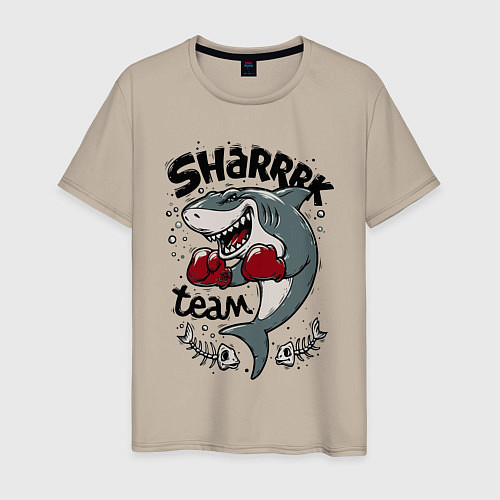 Мужская футболка Shark boxing team / Миндальный – фото 1