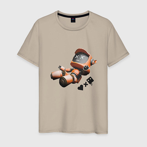 Мужская футболка Падающий робот с логотипом / Миндальный – фото 1