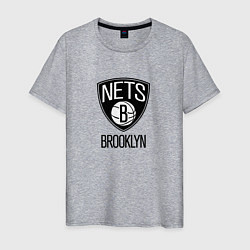 Футболка хлопковая мужская Бруклин Нетс NBA, цвет: меланж