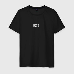 Футболка хлопковая мужская Boss White Text, цвет: черный