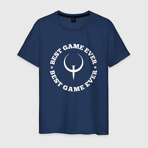 Мужская футболка Символ Quake и круглая надпись Best Game Ever / Тёмно-синий – фото 1