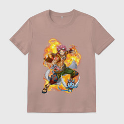Футболка хлопковая мужская Нацу Драгнил и Хеппи, цвет: пыльно-розовый