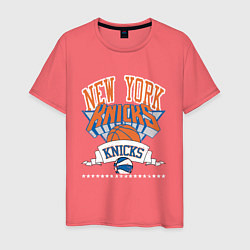 Футболка хлопковая мужская NEW YORK KNIKS NBA, цвет: коралловый