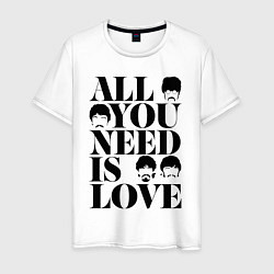 Футболка хлопковая мужская ALL YOU NEED IS LOVE THE BEATLES, цвет: белый