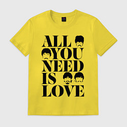 Футболка хлопковая мужская ALL YOU NEED IS LOVE THE BEATLES, цвет: желтый