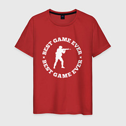 Футболка хлопковая мужская Символ Counter Strike и круглая надпись Best Game, цвет: красный
