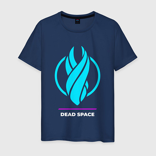 Мужская футболка Символ Dead Space в неоновых цветах / Тёмно-синий – фото 1