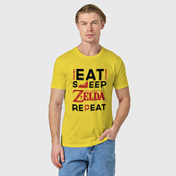 Футболка хлопковая мужская Надпись: Eat Sleep Zelda Repeat, цвет: желтый — фото 2