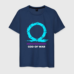 Футболка хлопковая мужская Символ God of War в неоновых цветах, цвет: тёмно-синий