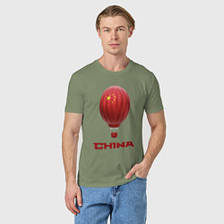 Футболка хлопковая мужская 3d aerostat China, цвет: авокадо — фото 2