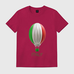 Футболка хлопковая мужская 3d aerostat Italy flag, цвет: маджента