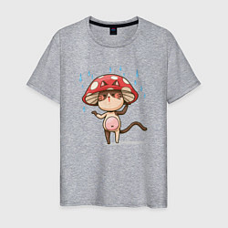 Футболка хлопковая мужская Кот в шляпе гриба, цвет: меланж