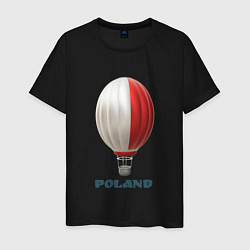 Футболка хлопковая мужская 3d aerostat Polish flag, цвет: черный