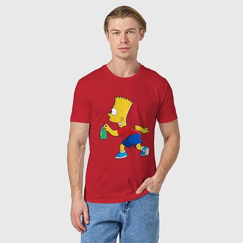 Мужская футболка Барт Симпсон принт / Красный – фото 3