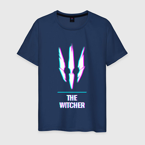 Мужская футболка The Witcher в стиле Glitch Баги Графики / Тёмно-синий – фото 1