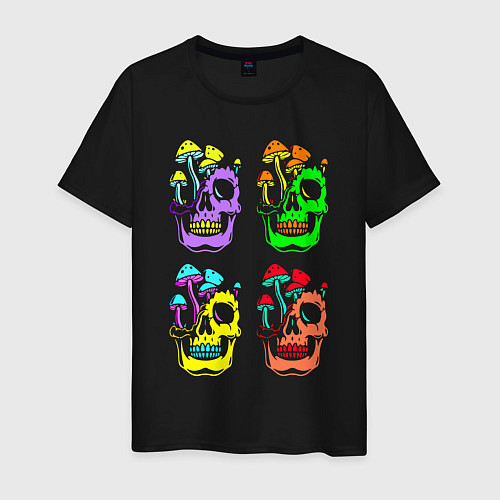 Мужская футболка Skulls Pop art / Черный – фото 1