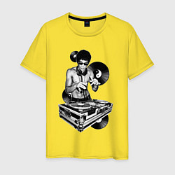 Футболка хлопковая мужская Bruce Lee - Vinyl Dj, цвет: желтый