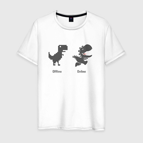Мужская футболка Google Dinosaur оставайся на связи / Белый – фото 1