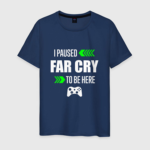 Мужская футболка I Paused Far Cry To Be Here с зелеными стрелками / Тёмно-синий – фото 1
