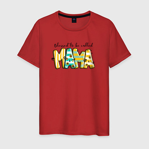Мужская футболка Мама - буквы в полосочку / Красный – фото 1