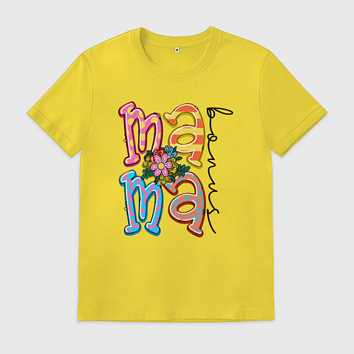 Мужская футболка Мама - буквы с цветочком / Желтый – фото 1