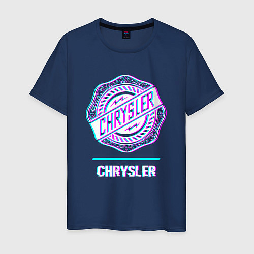 Мужская футболка Значок Chrysler в стиле Glitch / Тёмно-синий – фото 1
