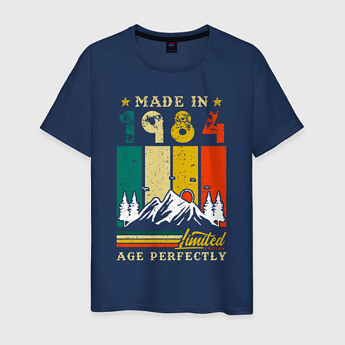Мужская футболка Сделано в 1984 идеальный возраст / Тёмно-синий – фото 1