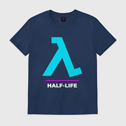 Футболка хлопковая мужская Символ Half-Life в неоновых цветах, цвет: тёмно-синий