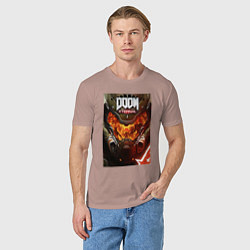 Футболка хлопковая мужская Doom eternal - poster, цвет: пыльно-розовый — фото 2