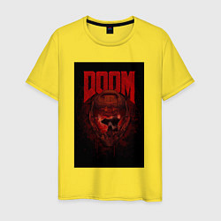 Футболка хлопковая мужская Doom - helmet skull, цвет: желтый