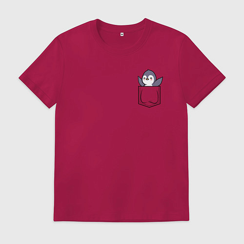 Мужская футболка Пингвин в кармашке / Маджента – фото 1
