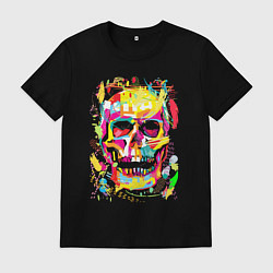Мужская футболка Красочный стилизованный череп