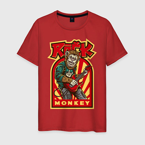 Мужская футболка Обезьяна С Гитарой / Красный – фото 1