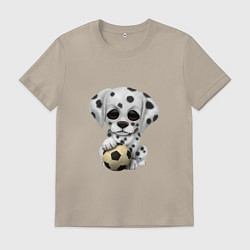 Футболка хлопковая мужская Футбол - Далматин, цвет: миндальный