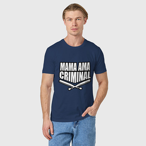 Мужская футболка Mama ama criminal / Тёмно-синий – фото 3