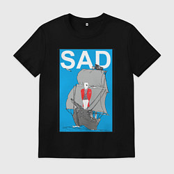 Футболка хлопковая мужская Искусство грустить на корабле, цвет: черный