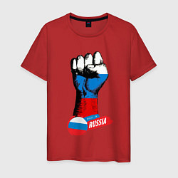 Футболка хлопковая мужская Сжатый кулак Made in Russia, цвет: красный