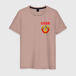 Футболка хлопковая мужская USSR логотип, цвет: пыльно-розовый