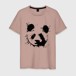Футболка хлопковая мужская Прикольный панда - клякса, цвет: пыльно-розовый