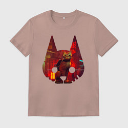 Футболка хлопковая мужская Кот из игры Stray, цвет: пыльно-розовый