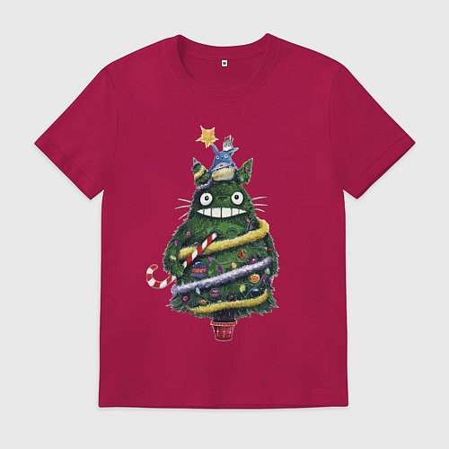 Мужская футболка Тоторо - Новогодняя ёлка / Маджента – фото 1