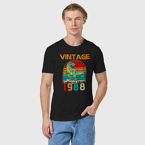 Мужская футболка Винтажный динозавр 1988 / Черный – фото 3