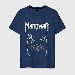 Футболка хлопковая мужская Manowar rock cat, цвет: тёмно-синий