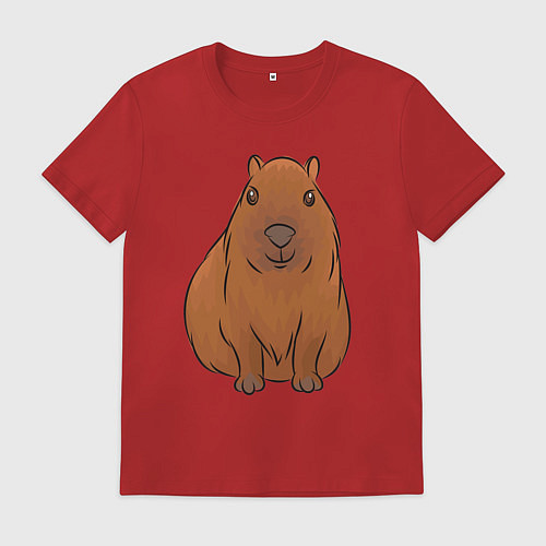 Мужская футболка Капибара сидит и радуется / Красный – фото 1