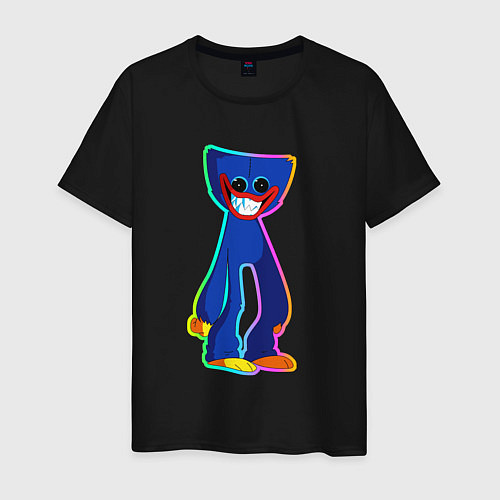 Мужская футболка Poppy Playtime: Хагги Вагги разноцветный неон / Черный – фото 1